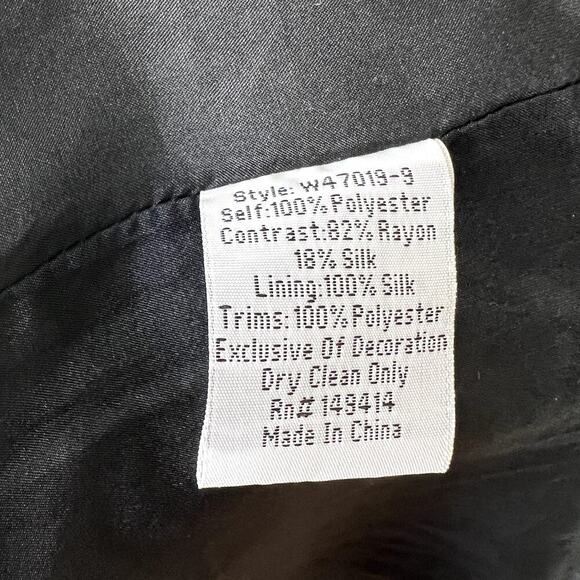 Johnny Was Floral Satin Duster Kimono Cardigan Jacket Velvet Trim XL Black - Picture 4 of 5